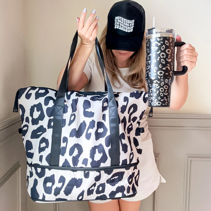 Expanding Wet Dry Travel Duffle  Animal Print