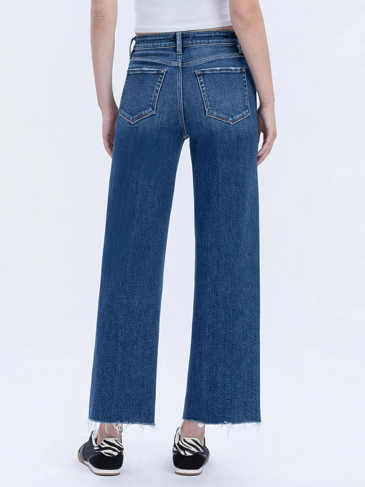High Rise Trouser Press Wide Leg Jeans