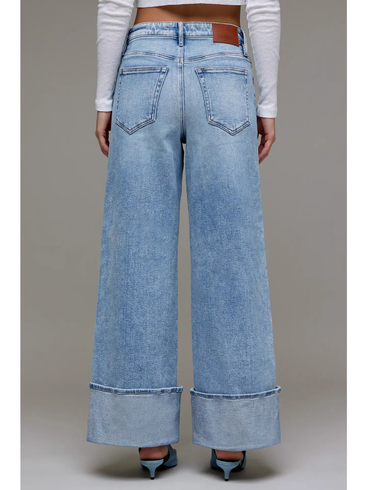 Nori Medium Light High Rise Cuffed Super Wide Leg