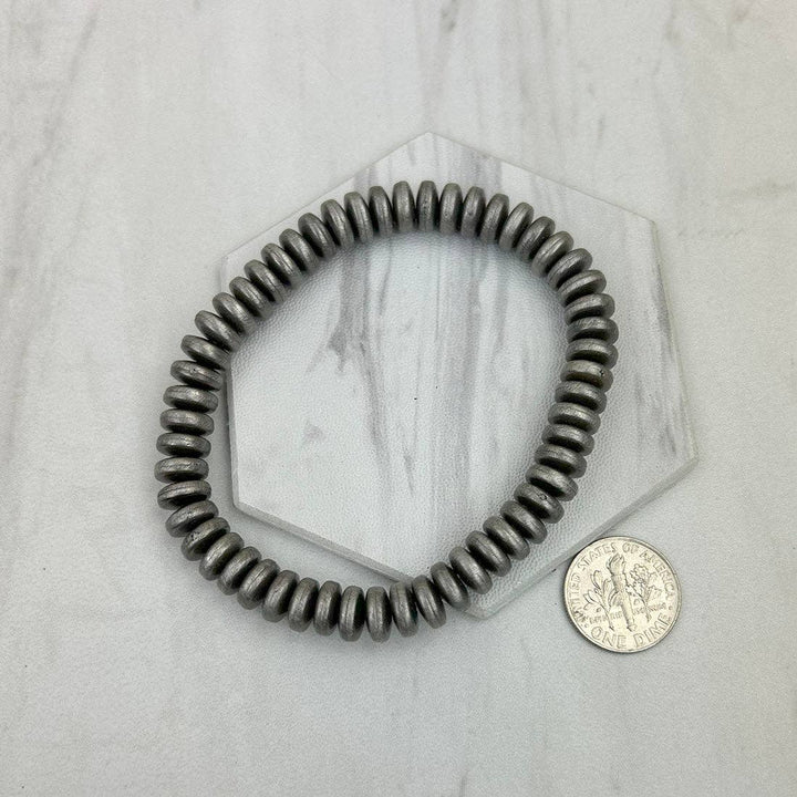 8mm stretch silver disk pearl beads Bracelet