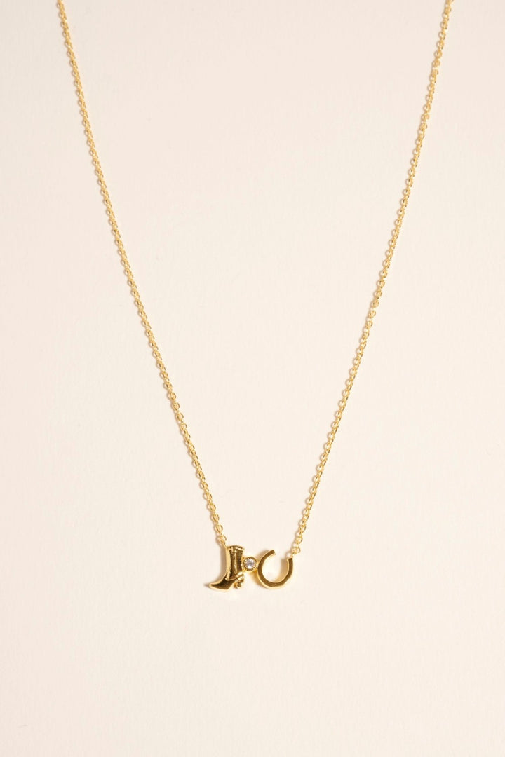 18k Gold Dipped Rodeo Boot Horseshoe Necklace