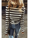 Stripe Slim Fit High Neck Long Sleeve Sweater