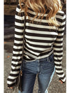 Stripe Slim Fit High Neck Long Sleeve Sweater