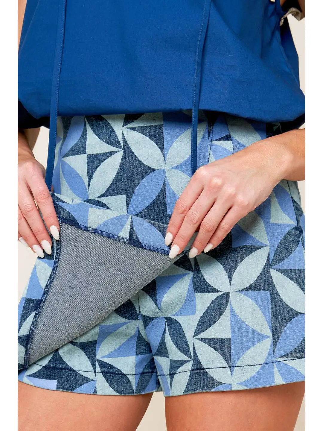 Printed Denim Skort