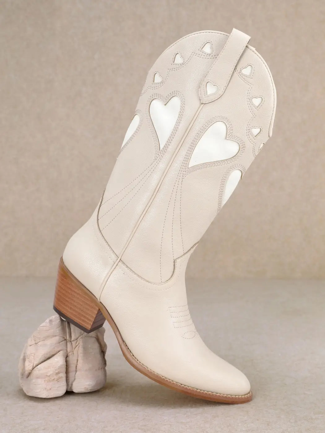 Mira Heart Cutout Design Western Mid-Calf Boots