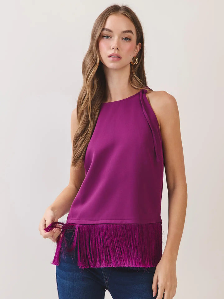 Plum Fringe Top