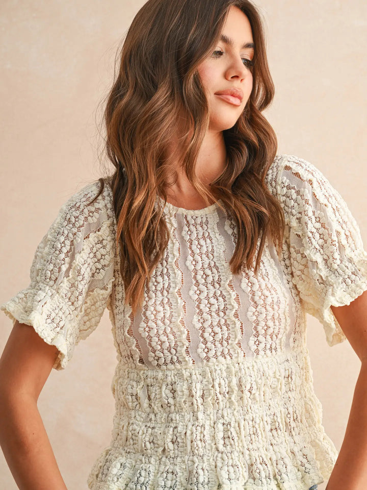 Short Sleeve Lace Blouse