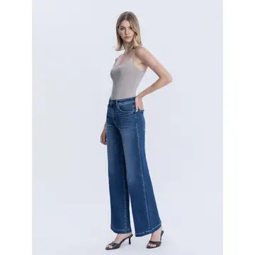 Super High Rise Crease Line Detail Wide Jeans
