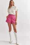Pink Faux Leather Shorts