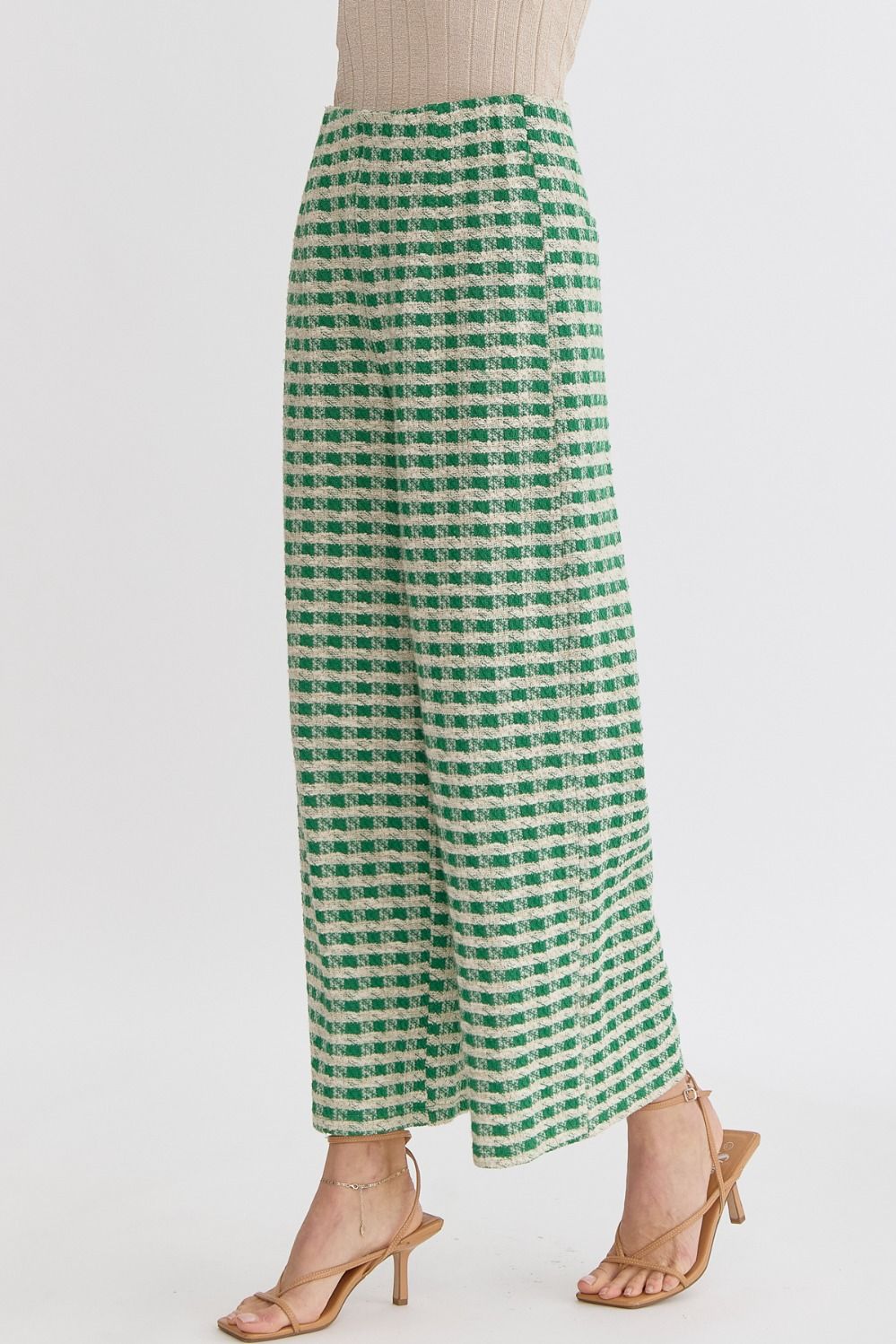 Tweed High Waisted Wide Leg Pants