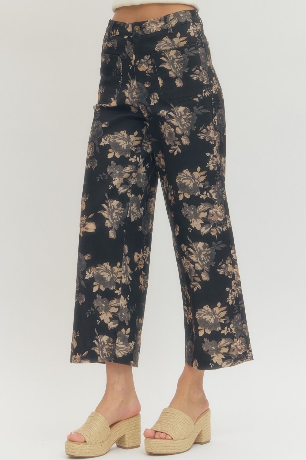 Black Floral Pants
