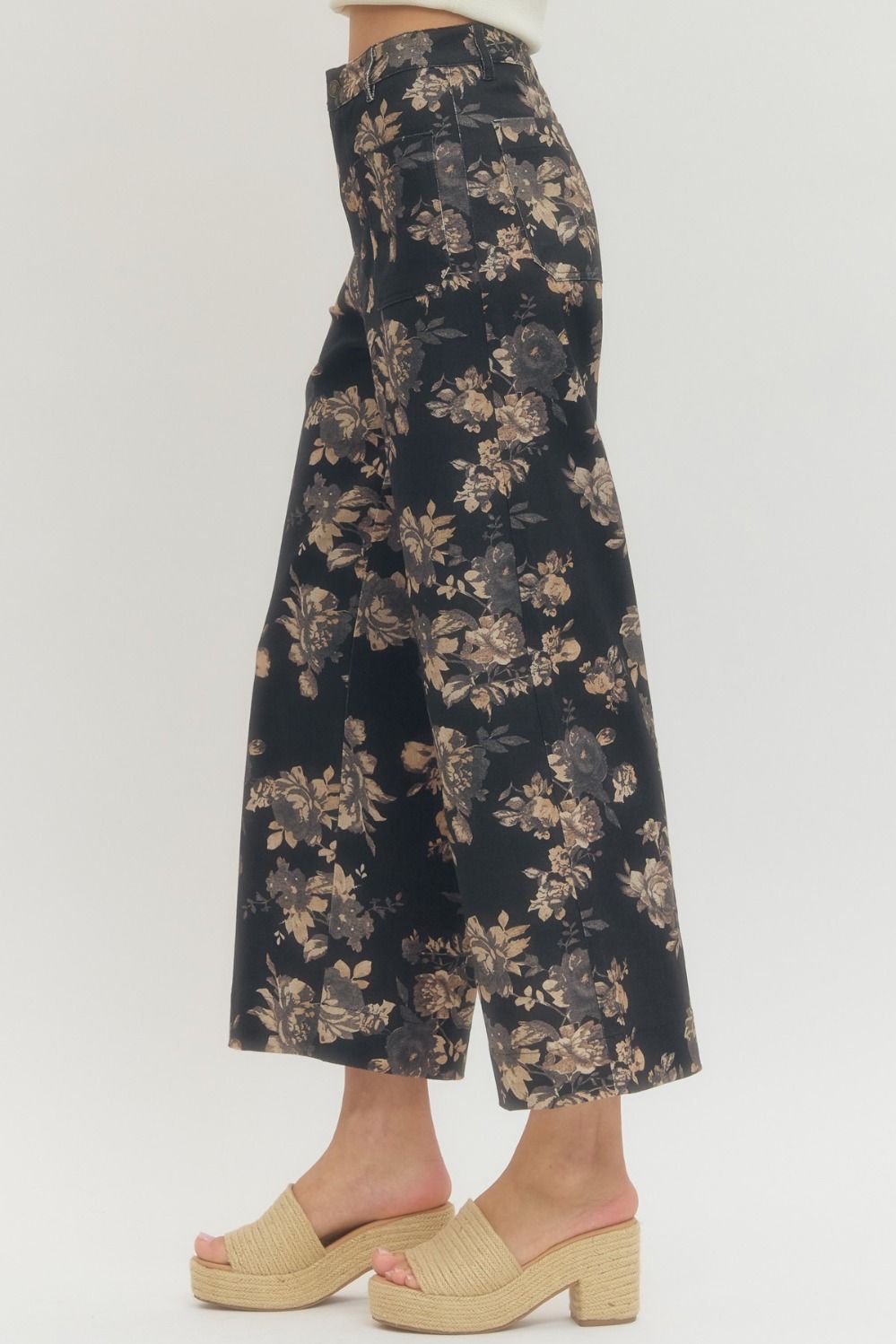 Black Floral Pants