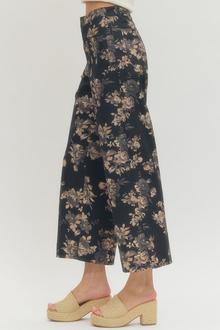 Black Floral Pants