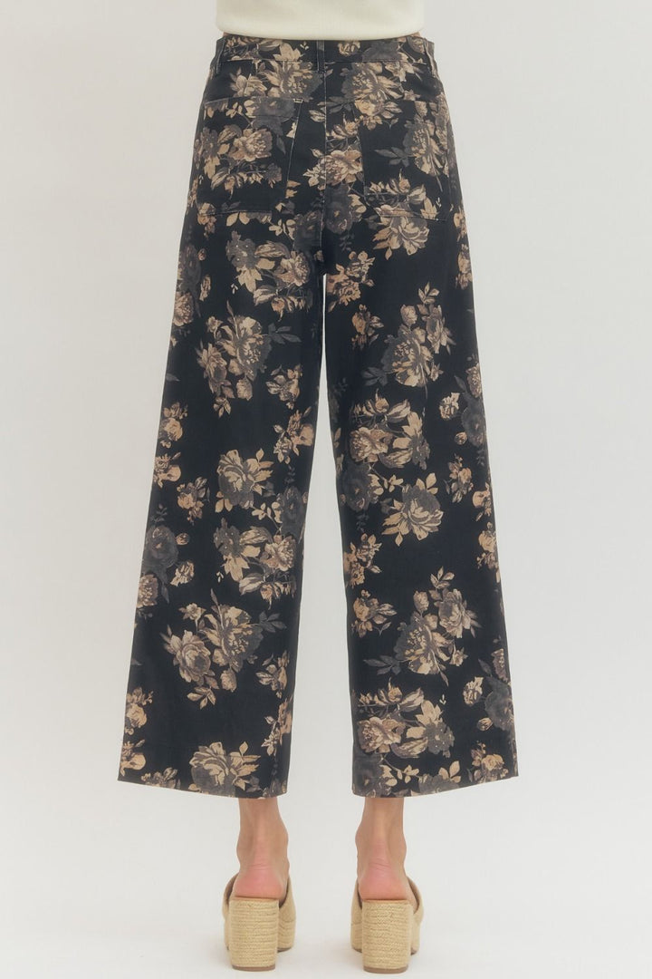 Black Floral Pants