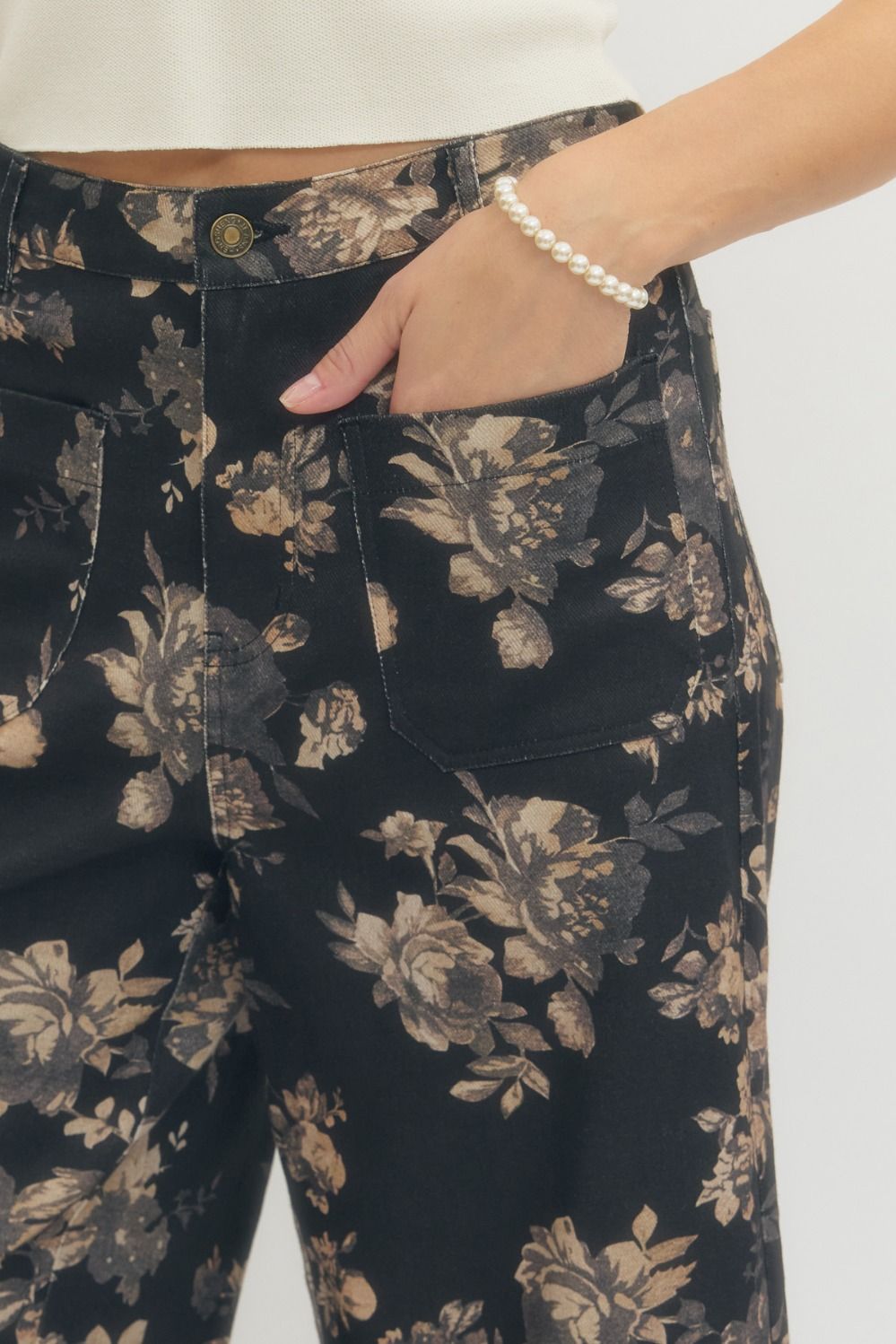 Black Floral Pants