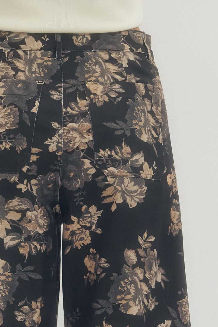 Black Floral Pants