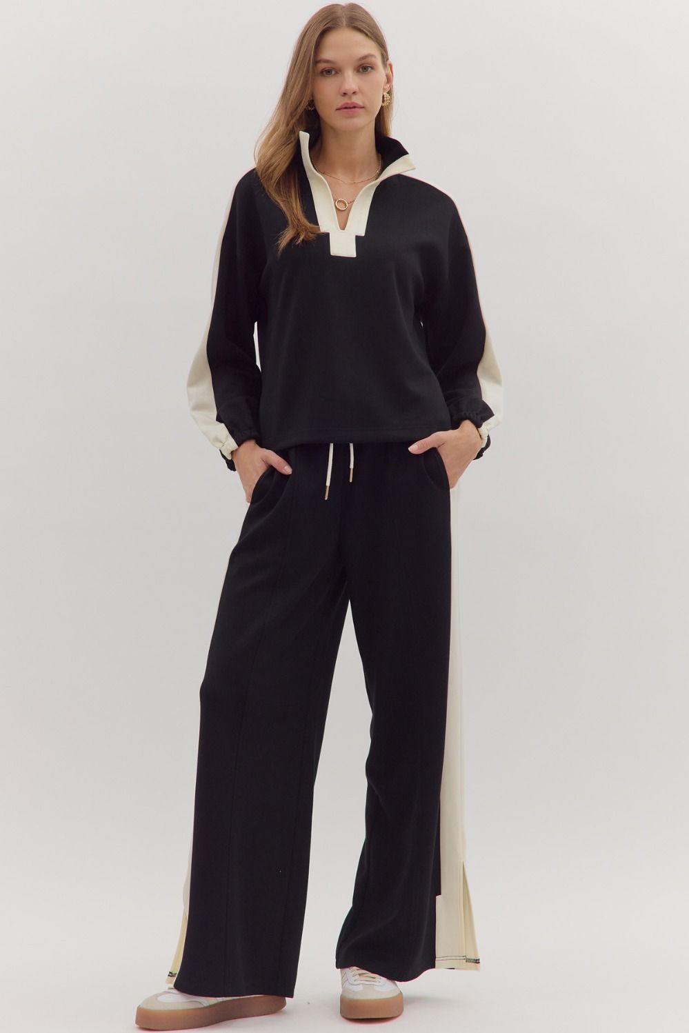 Black Wide Leg Knit Pants