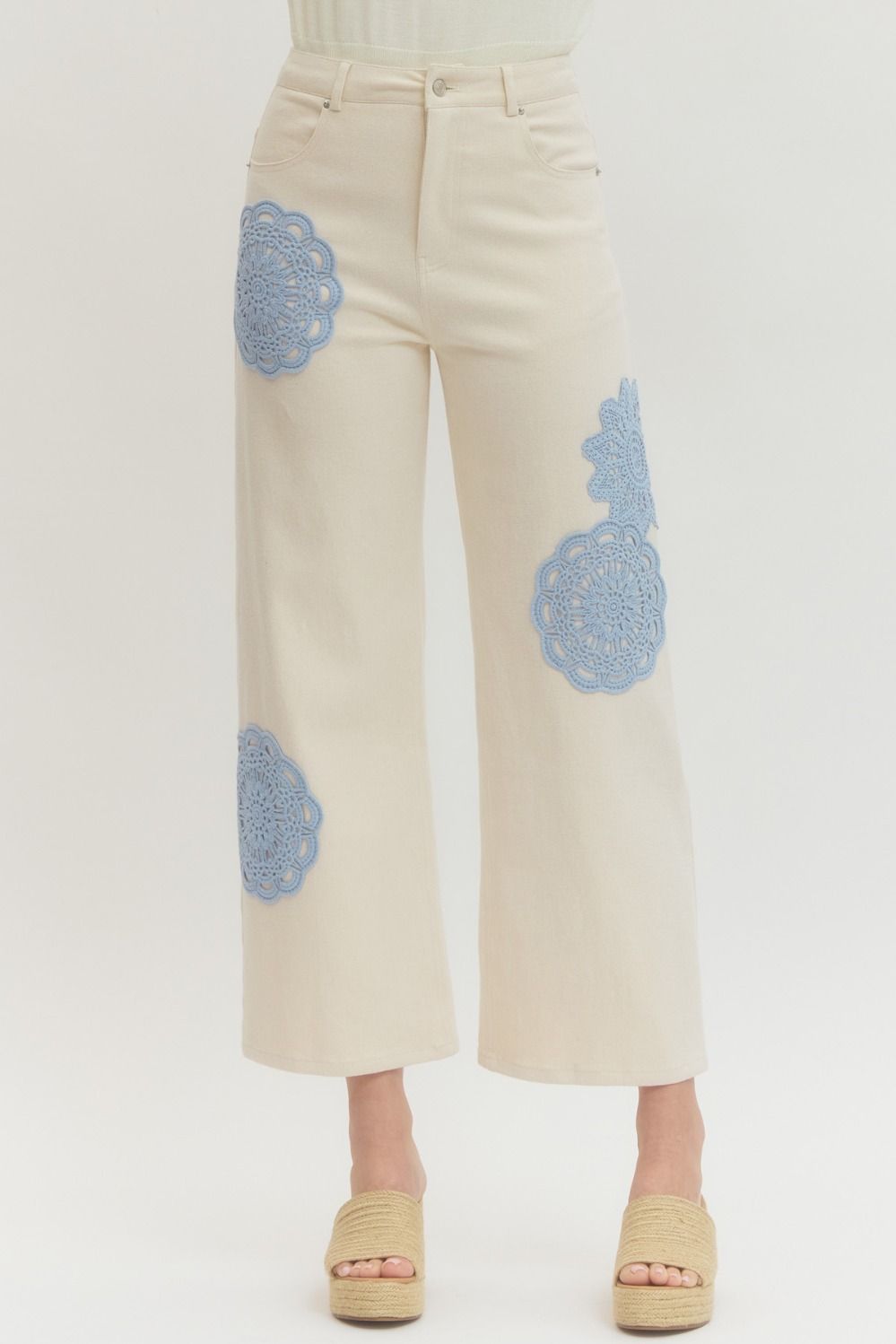 Floral Lace Applique Pants