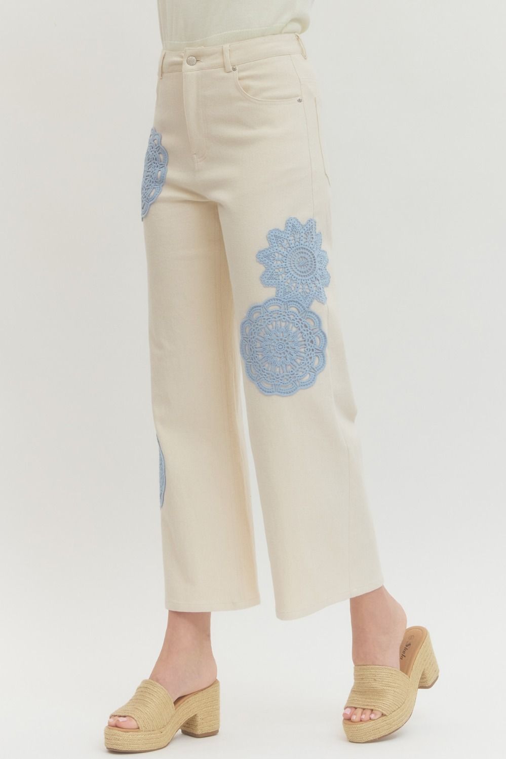 Floral Lace Applique Pants