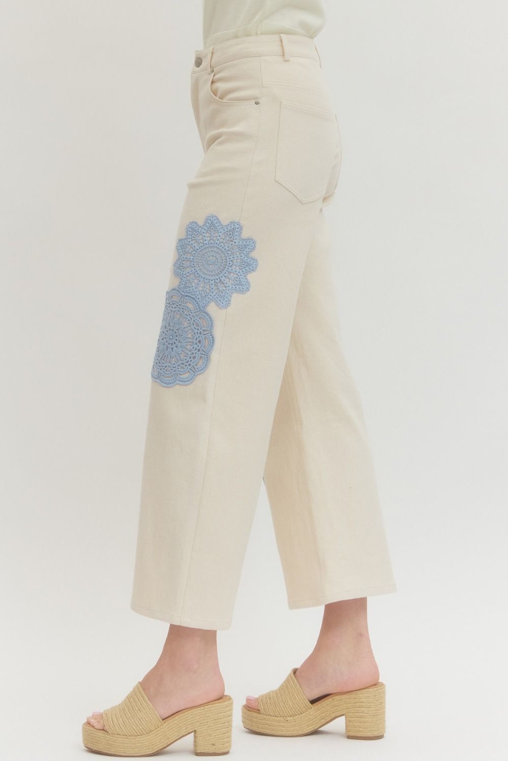 Floral Lace Applique Pants