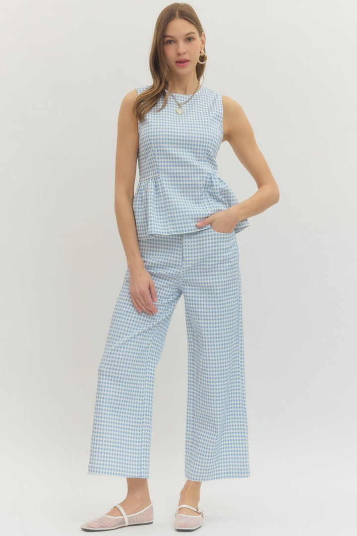 Blue Gingham Pants