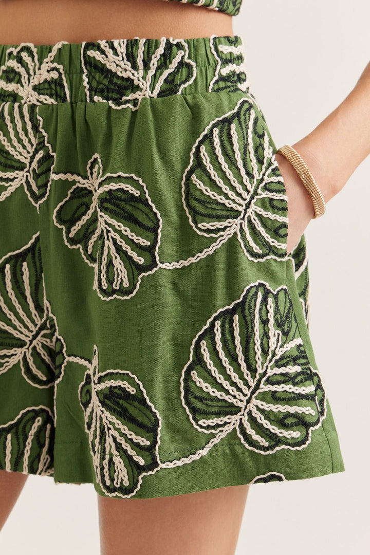 Leaf Embroidered Shorts