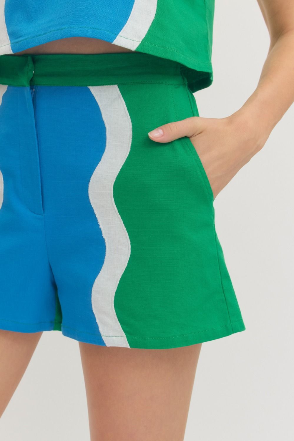 Colorblock Shorts-Green