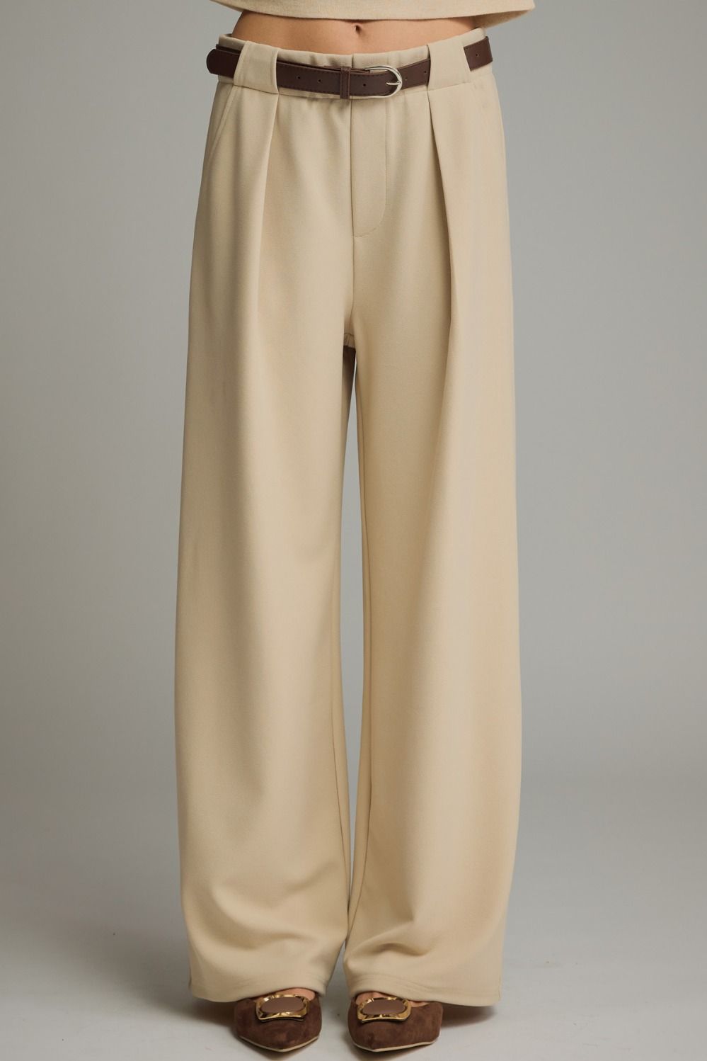 Ecru Pleated Trouser