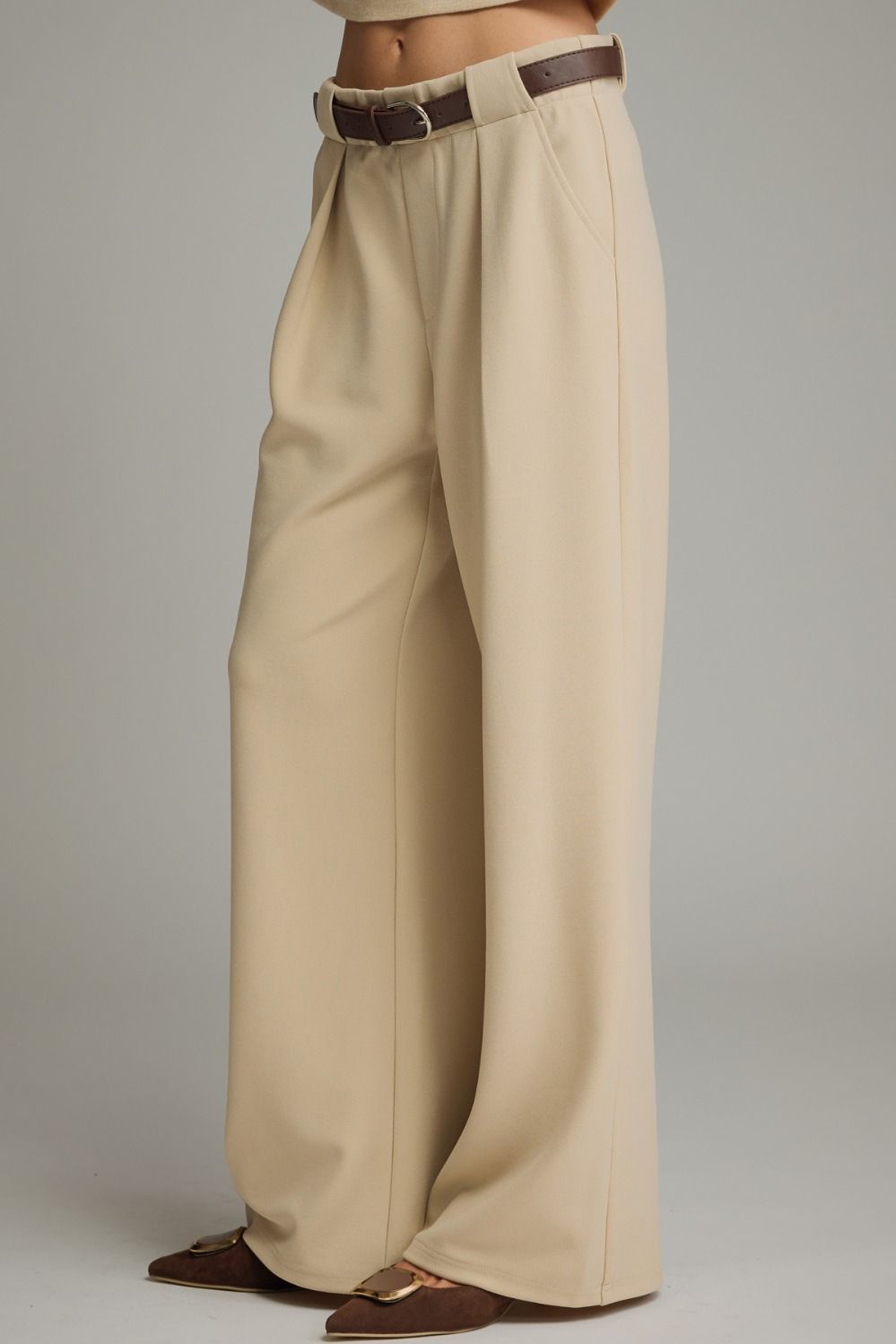 Ecru Pleated Trouser