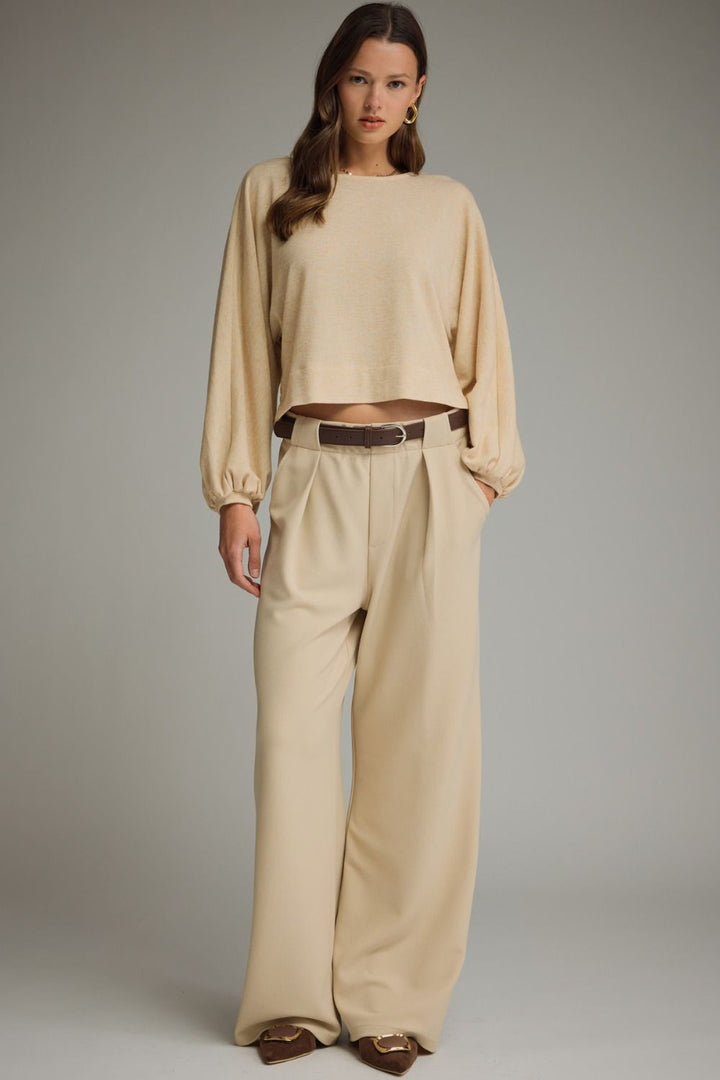 Ecru Pleated Trouser