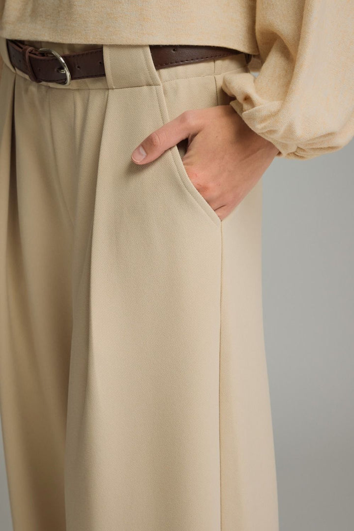 Ecru Pleated Trouser