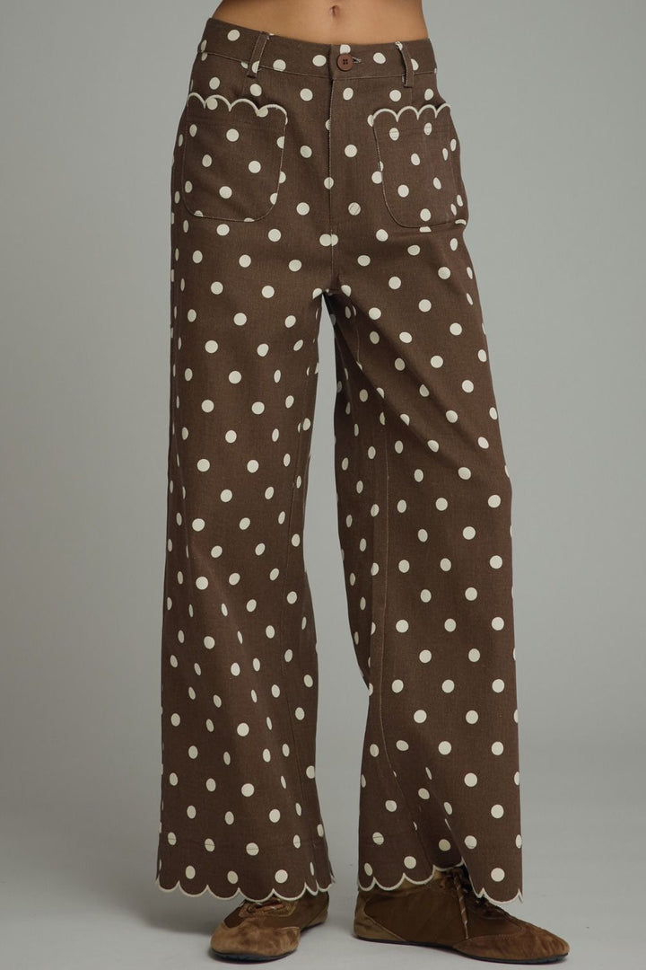 Scalloped Trimmed Polka Dot Pants