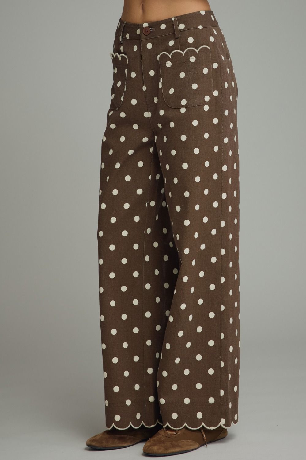 Scalloped Trimmed Polka Dot Pants