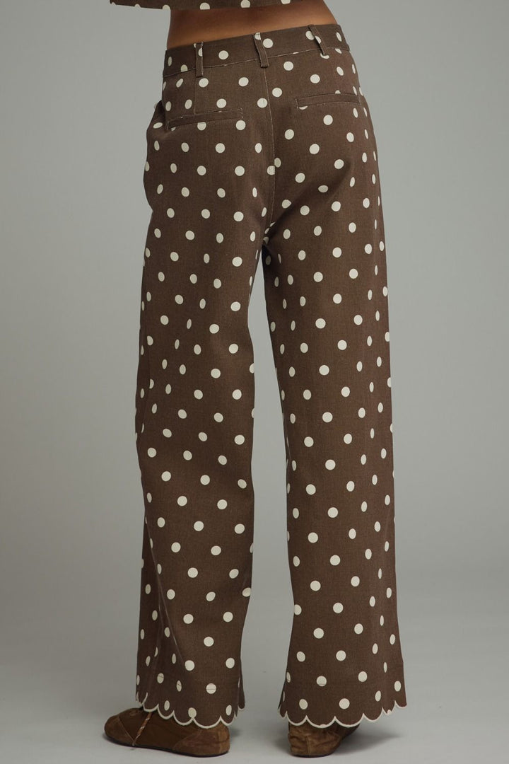 Scalloped Trimmed Polka Dot Pants