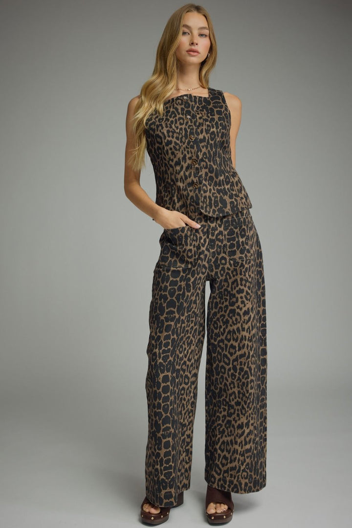 Leopard Print Front Pocket Pants