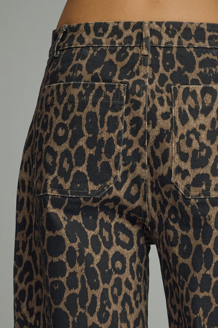 Leopard Print Front Pocket Pants