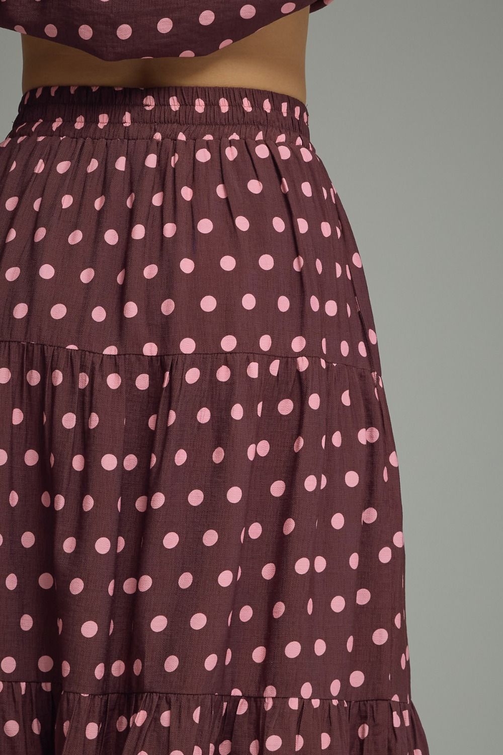 Wine Polda Dot Midi Skirt