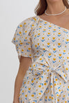 One Shoulder Flower Print Dress