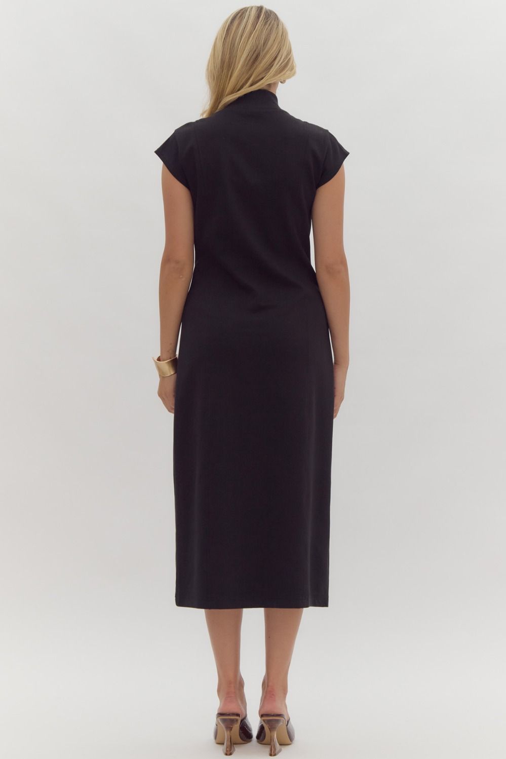 Black Cap Sleeve Dress