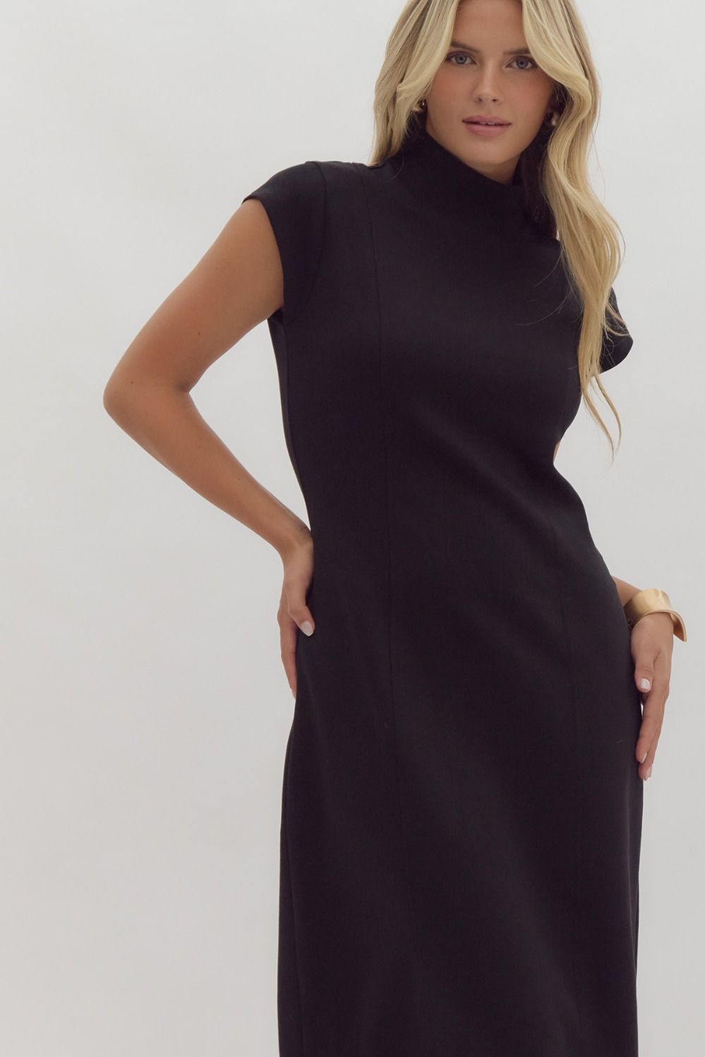 Black Cap Sleeve Dress