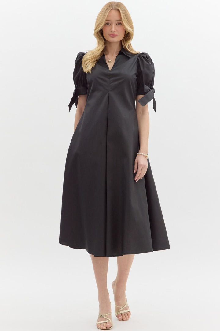 The Bow Sleeve Black Dress