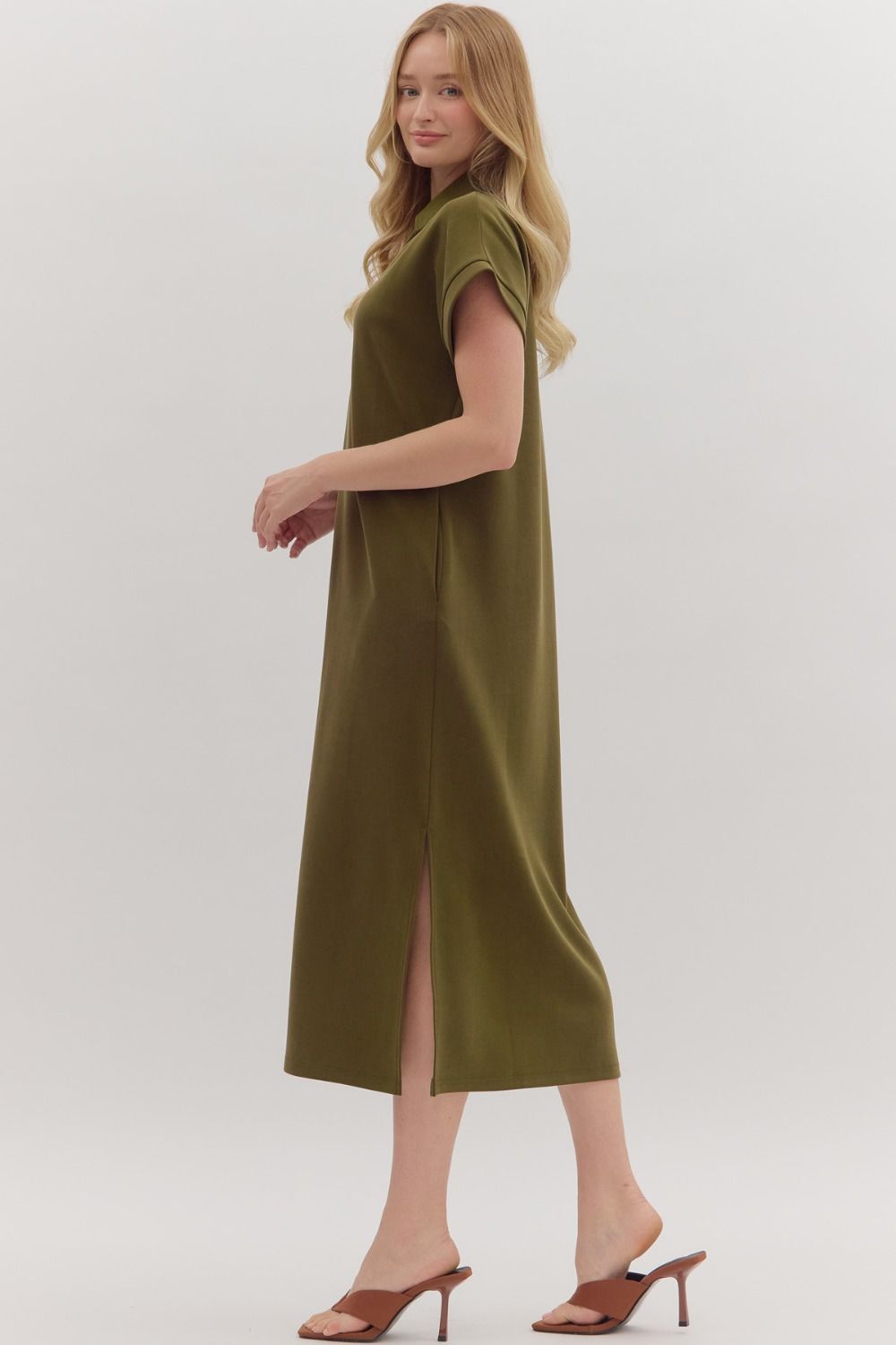 Olive Pullover Midi Dress