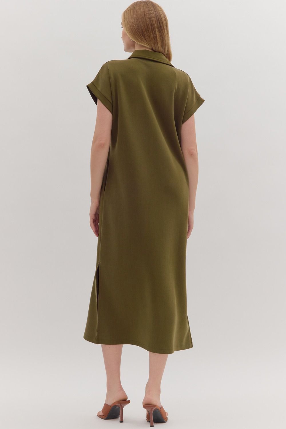 Olive Pullover Midi Dress