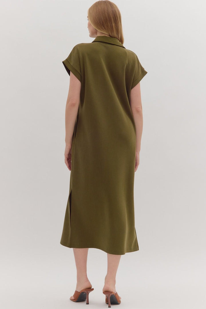 Olive Pullover Midi Dress