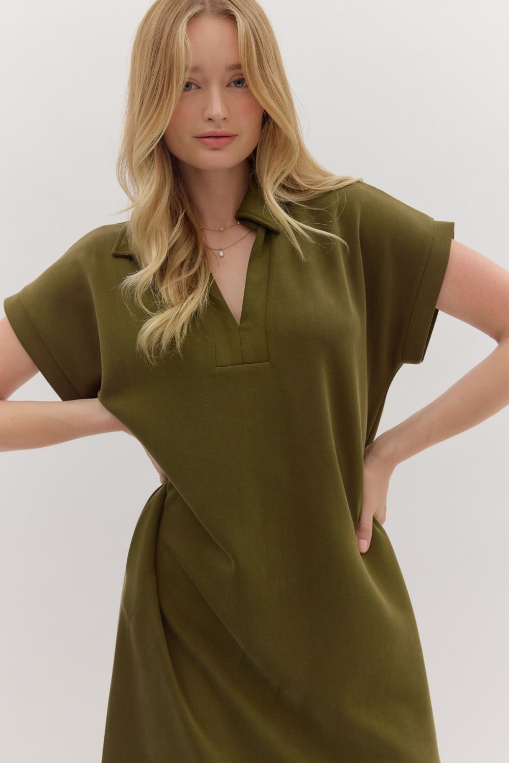 Olive Pullover Midi Dress