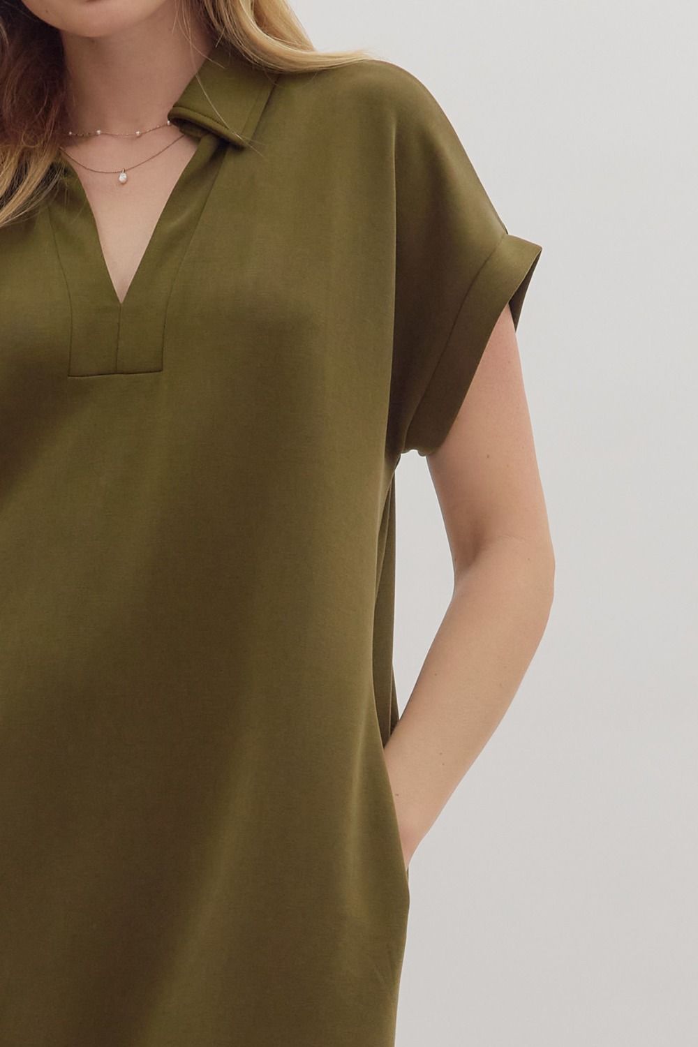 Olive Pullover Midi Dress