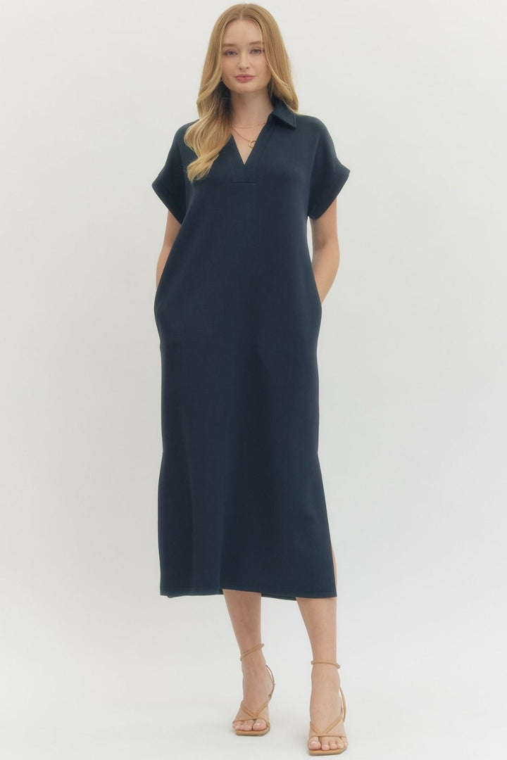 Navy Midi Pullover Dress