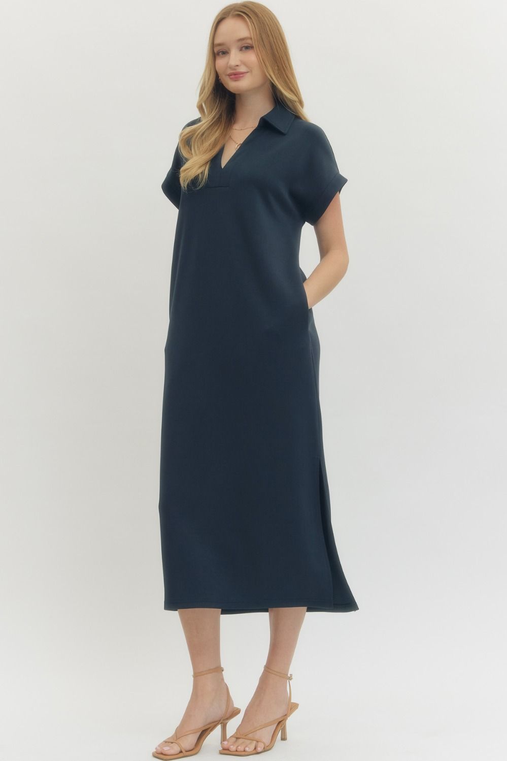 Navy Midi Pullover Dress