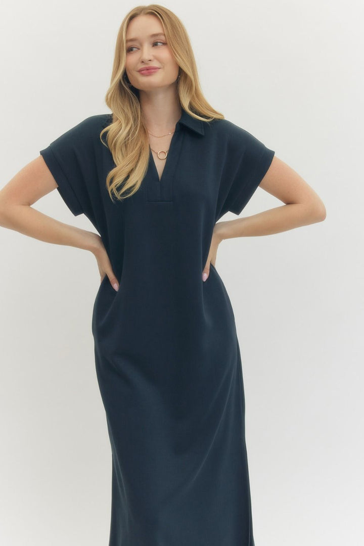 Navy Midi Pullover Dress