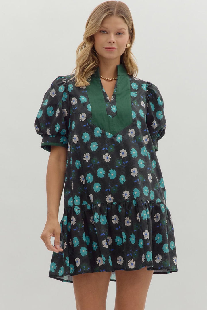 Ash Black Floral Dress